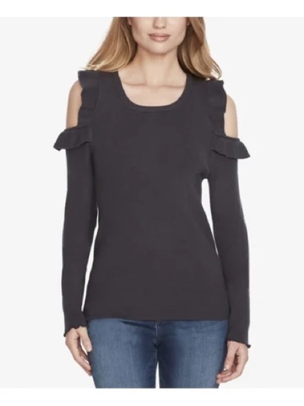 Off The Shoulder Ruffle Knit Sweater Jessica Simpson